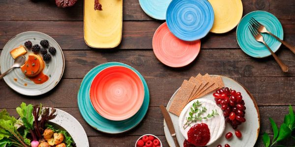 Vajillas modernas - plato rectangular 37x13 cm rústico costa verde comidas