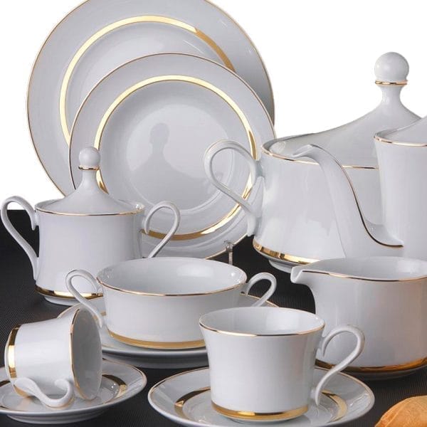 Vajilla clásica de 57 piezas Mallorca Banda Oro Pontesa